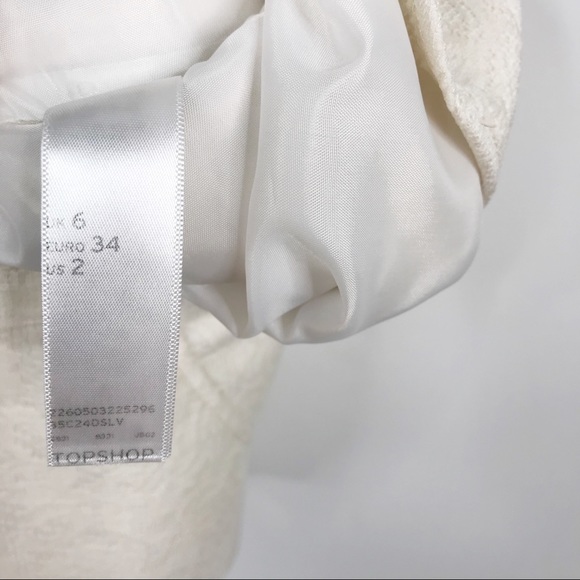 TopShop Jacquard Fit and Flare Mini Dress Cream 2 - Picture 7 of 10